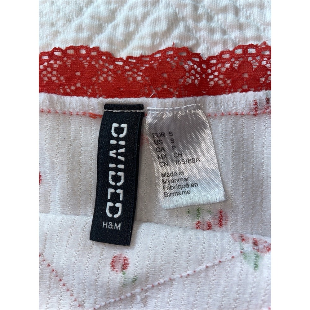 Divided H&M Women's S Tank Halter Lace Adjustable Cropped Cherries Twee 90s Y2K - Picture 5 of 6